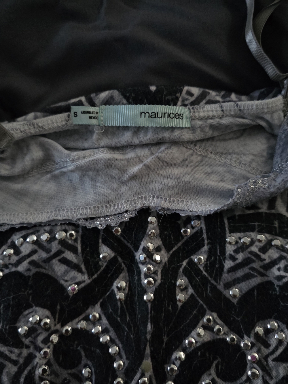 Maurices Gray Lace-Trim Fleur-de-Lis Stud Camisole Tank - Picture 6 of 6